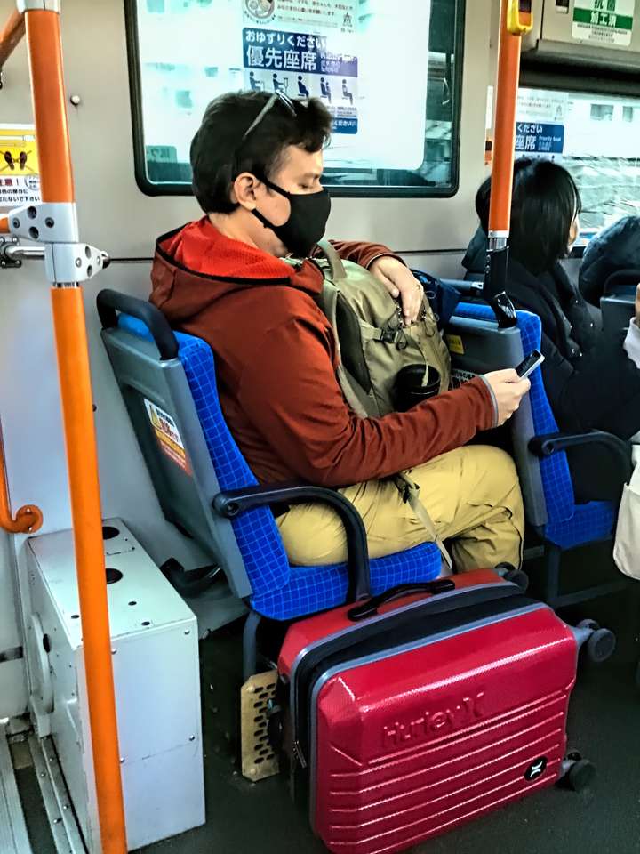 Neil on the bus in Kyoto, Japan