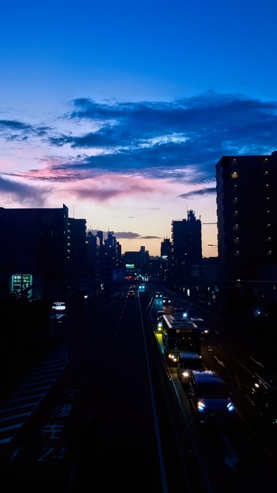 Catching a sunset after getting off of the JR train at Tōbushijōmae Station