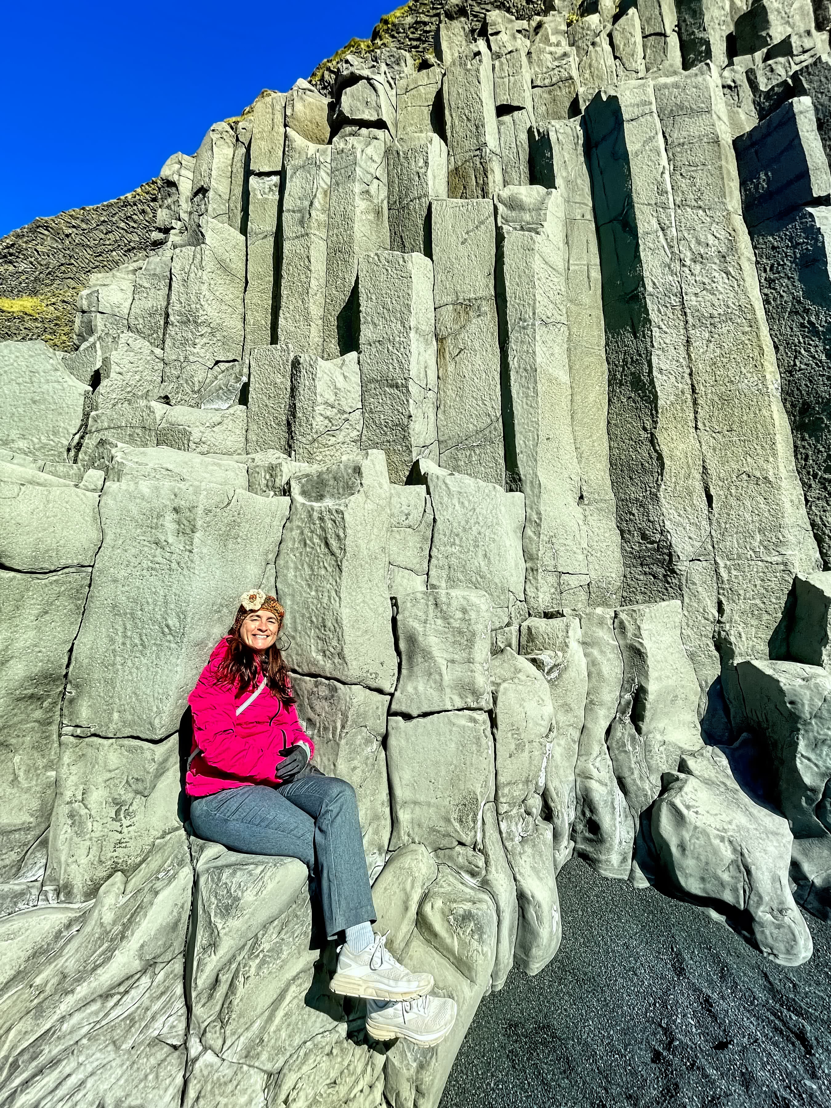 Maria on the Reynisfjara Beach Basalt Columns