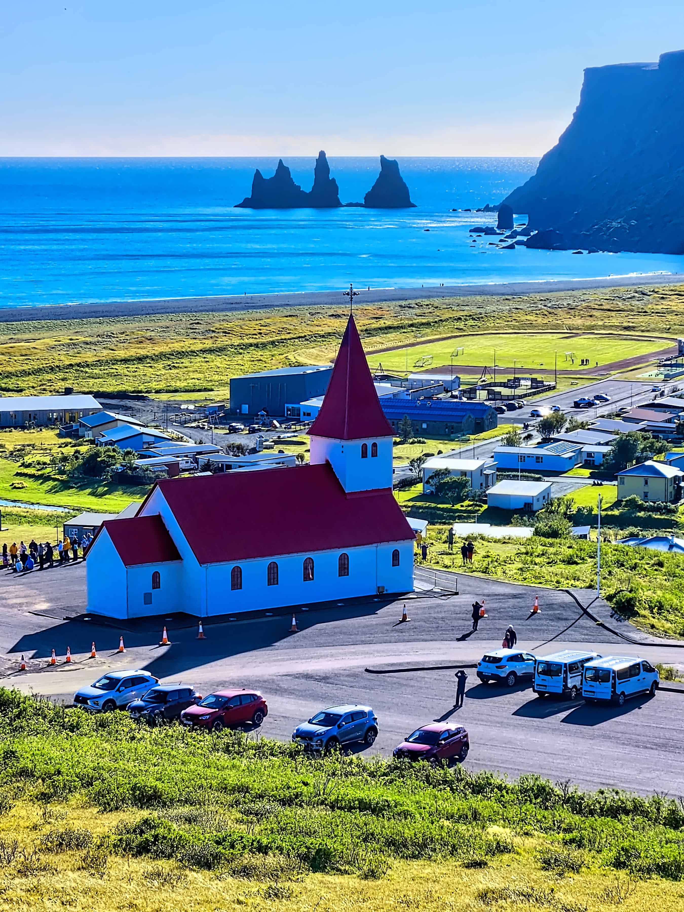 Vík í Mýrdal Church and Reynisdrangar Sea stacks